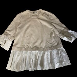 COS cream cotton sweater with cotton peplum and sleeves Small